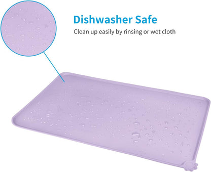 AUDWUD Silicone Waterproof Pet Feeding Mats,Anti Slip Bowl Pad,Dog Mat for Food and Water