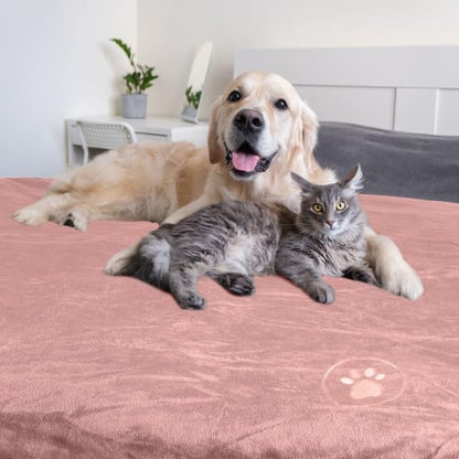 Waterproof Pet Blanket - 50x60-Inch Reversible Sherpa Fleece Throw Protects Couches, Cars, and Beds from Spills, Stains, and Fur by PETMAKER (Gray)