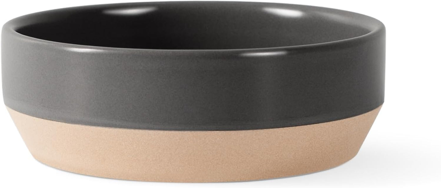 Fringe Studio Matte Speckled Green Medium Raised Stoneware Feeder W/Stainless Steel Insert (7" Diameter x 5.5" H, 26 fl.oz.), PetShop Collection (453MD001)