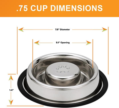 Neater Pet Brands Stainless Steel Slow Feed Dog Bowl for Fast Eating Large Breed, Metal Slow Feeder Dog Bowl Fits in Large Neater Feeders, for Puppy or Dogs (>40 lbs), 3 Cup Food Capacity