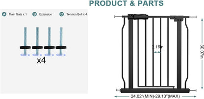 Extra Wide Baby Gate Tension Indoor Safety Gates Black Metal Large Pressure Mounted Pet Gate Walk Through Long Safety Dog Gate for The House Doorways Stairs (62.2"-66.93"/158-170CM, Black)