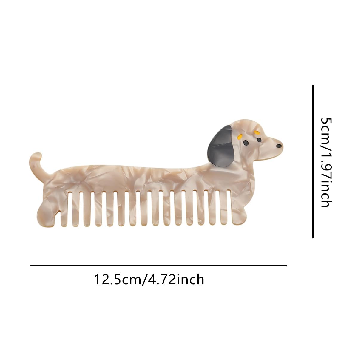 Cute Cap Dog Combs,Acetate Hair Comb for Women,Puppy Shaped Wide Tooth Comb for Curly & Thick Hair