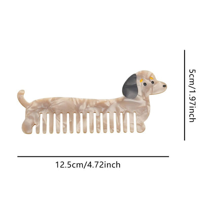 Cute Cap Dog Combs,Acetate Hair Comb for Women,Puppy Shaped Wide Tooth Comb for Curly & Thick Hair