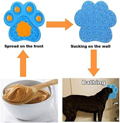 Dog Licking Mat for Anxiety Peanut Butter Slow Feeder Bowls Licking Pad with Strong Suction to Wall for Pet Bathing,Grooming,and Dog Training (Red)