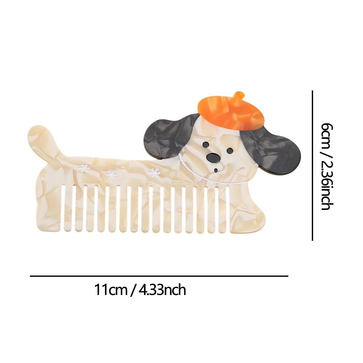 Cute Cap Dog Combs,Acetate Hair Comb for Women,Puppy Shaped Wide Tooth Comb for Curly & Thick Hair