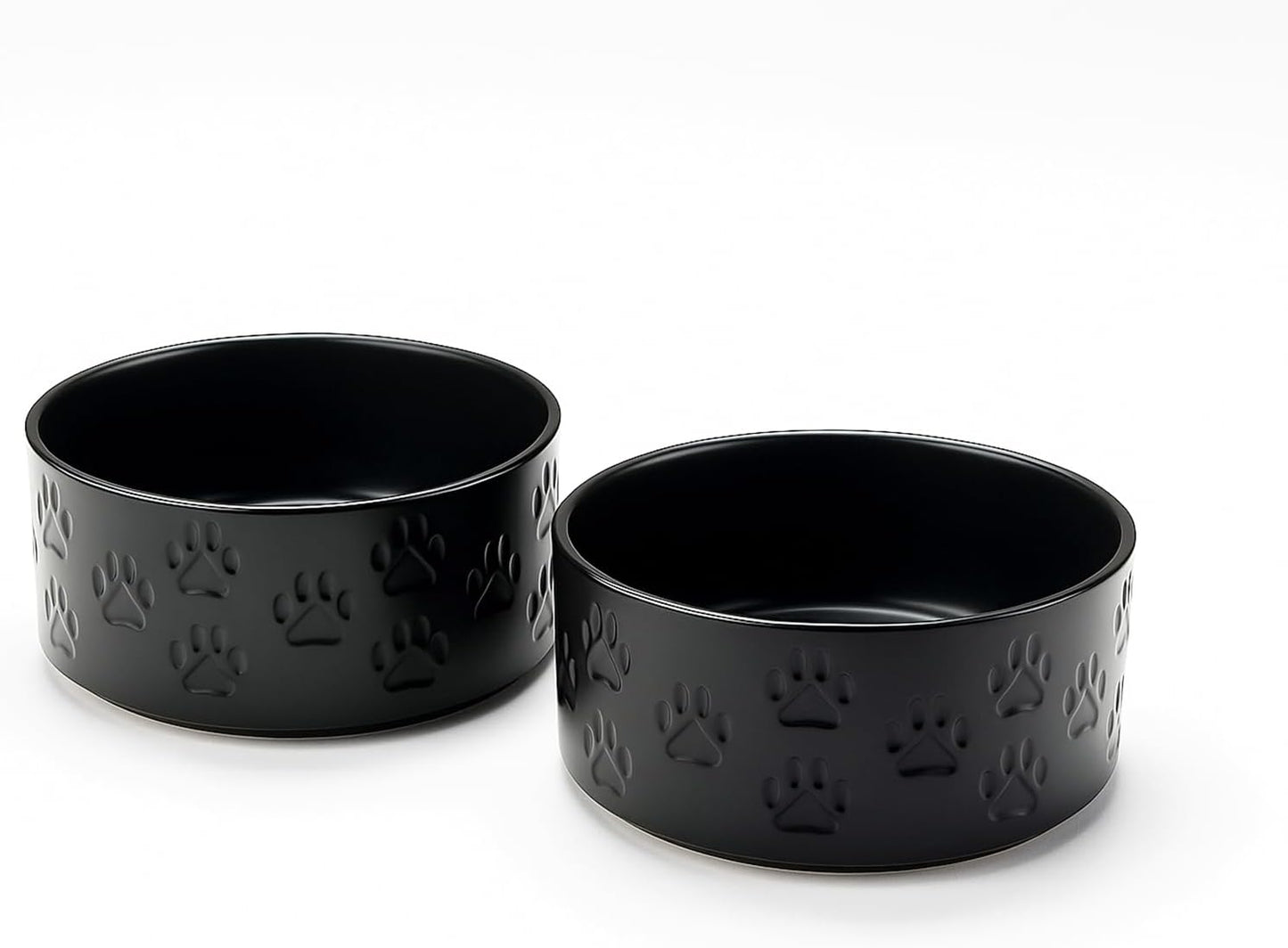 SPUNKYJUNKY Elevated Dog Bowls Ceramic, 6.1'' Dogs and Cat Food Water Bowls Raised with Non-Slip Bamboo Stand for Medium Sized Breed Microwave Dishwasher Safe - 28.7 OZ,Beige
