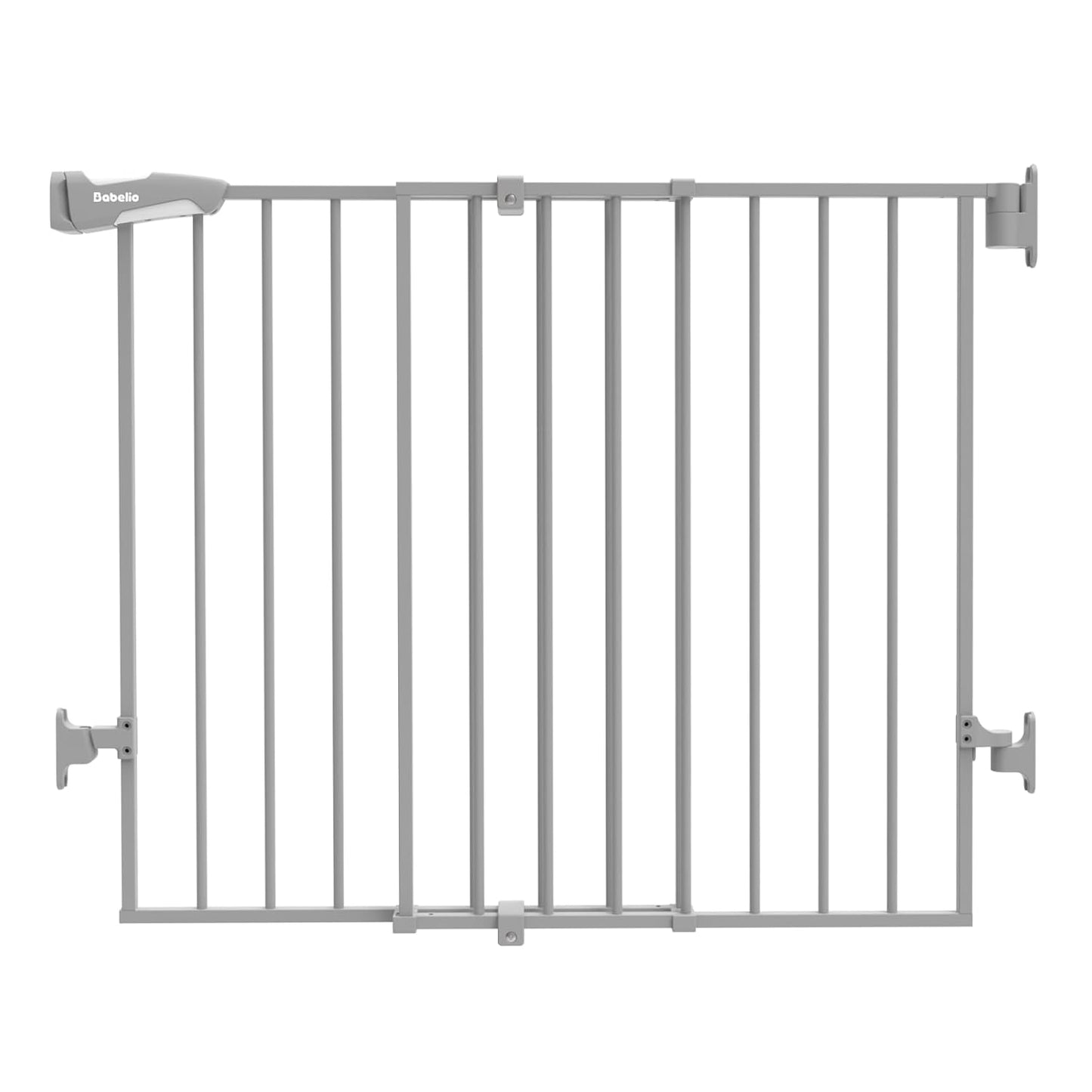 Babelio Baby Gate for Stairs, Kitchen & Doorways, 26-43" W 28" H No Bottom Bar| Easy Installation| One-Handed Operation| Auto-Close| Hardware Mount (Drill Needed) Safety Dog/Pet Gate Indoor (White)