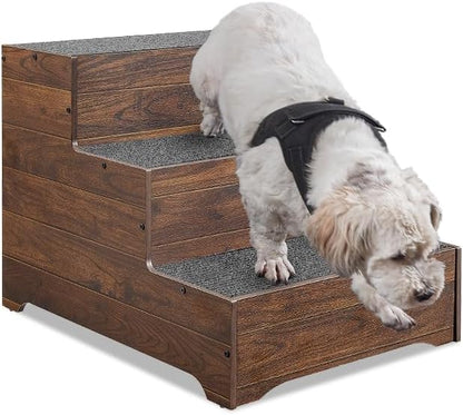 beeNbkks Furniture Style Dog Stairs, Pet Steps for Small Dogs and Cats, Wooden Non-Slip Pet Ladder for Elderly Injured Pets Short Legged Puppy to Reach Couch Sofa High Bed Windowsill