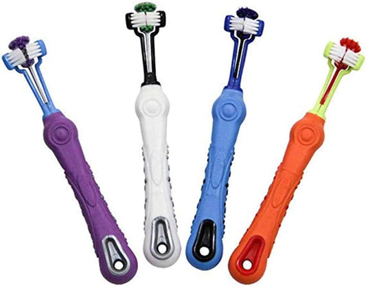 Orgrimmar 2 PCS 3-Sided Pet Toothbrush Dog Toothbrush Removing Bad Breath Tartar Cleaning Mouth Pet Dental Care Cat Cleaning Mouth