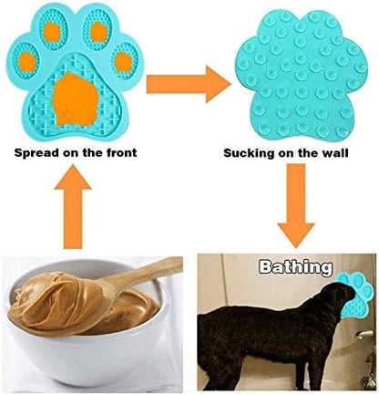 Dog Licking Mat for Anxiety Peanut Butter Slow Feeder Bowls Licking Pad with Strong Suction to Wall for Pet Bathing,Grooming,and Dog Training (Red)