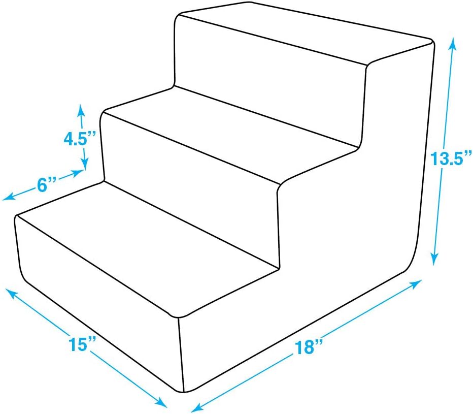 Best Pet Supplies Dog Stairs & Steps - Foam Steps for Small Dogs & Cats, Non-Slip Indoor Balanced Pet Step Support, Dog Ramp, No Assembly, Pale Teal, 3-Step (13.5-inch Height)