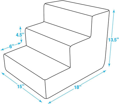 Best Pet Supplies Dog Stairs & Steps - Foam Steps for Small Dogs & Cats, Non-Slip Indoor Balanced Pet Step Support, Dog Ramp, No Assembly, Ash Gray Linen, 2-Step (12-inch Height)