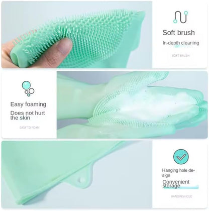 PETLUXE, Pet Grooming Gloves for Dogs & Cats, Silicone Deshedding Brush, Gentle Fur Remover, Bathing & Massage Gloves. 3 Colors Variation (Green)