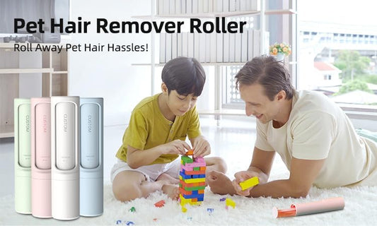 Pet Hair Remover Roller – 360° Self-Cleaning, Reusable Lint Roller for Pet Hair on Couch, Clothes, Car & Bed – Dog & Cat Fur Remover Brush – Pink