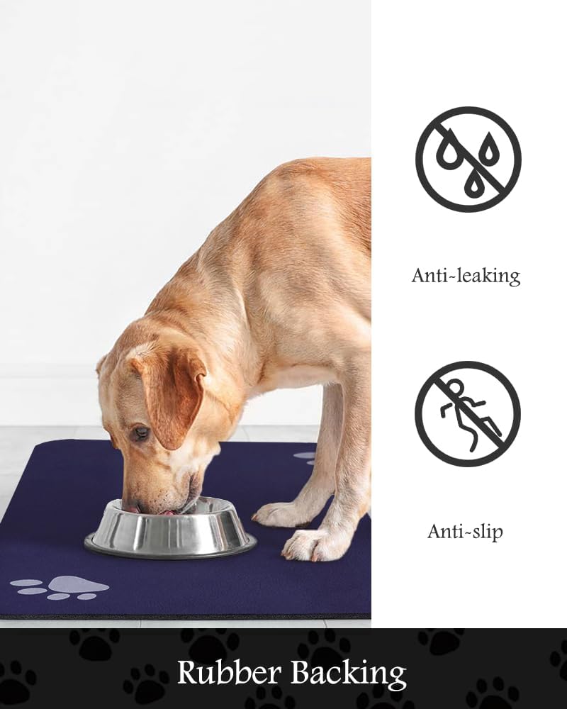 PADOOR Pet Feeding Mat-Absorbent Dog Mat for Food and Water Bowl-No Stains Easy Clean Dog Food Mat-Quick Dry Water Dispenser-Puppy Supplies Accessories