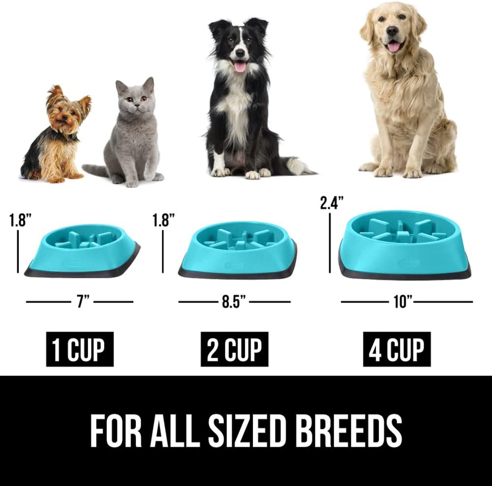 GORILLA GRIP® Patented BPA Free Slow Feeder Dog Bowls, Interactive Puzzle Toy for Dogs and Cats Food Training Enrichment, Keeps Pets Busy and Prevents Puppy Overeating, Small Breeds, 1 Cup, Gray