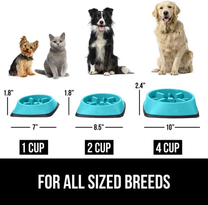 GORILLA GRIP® Patented BPA Free Slow Feeder Dog Bowls, Interactive Puzzle Toy for Dogs and Cats Food Training Enrichment, Keeps Pets Busy and Prevents Puppy Overeating, Small Breeds, 1 Cup, Gray