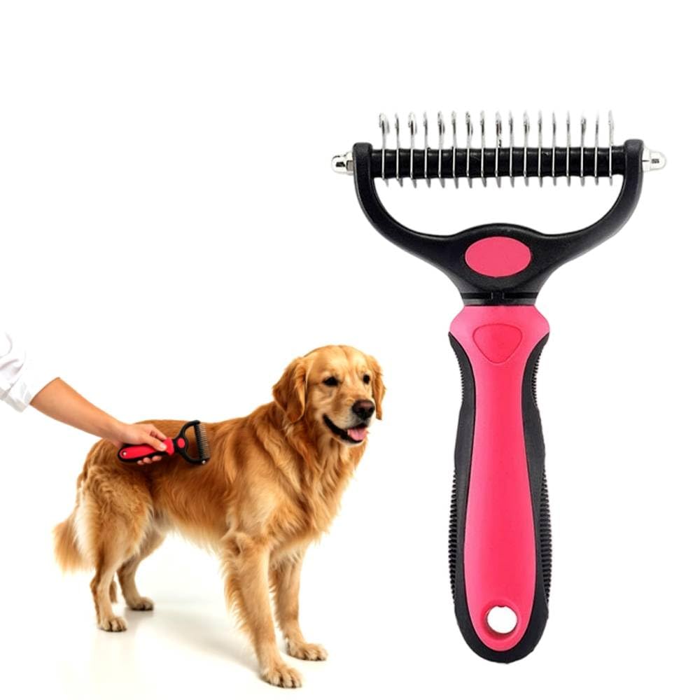 Deshedding Brush for Dogs and Cats: Undercoat Rake Pet Brush for Long Hair - Dematting Comb Removes Tangles Knots and Loose Fur, Grooming Tool for Thick Coats (blue, L)