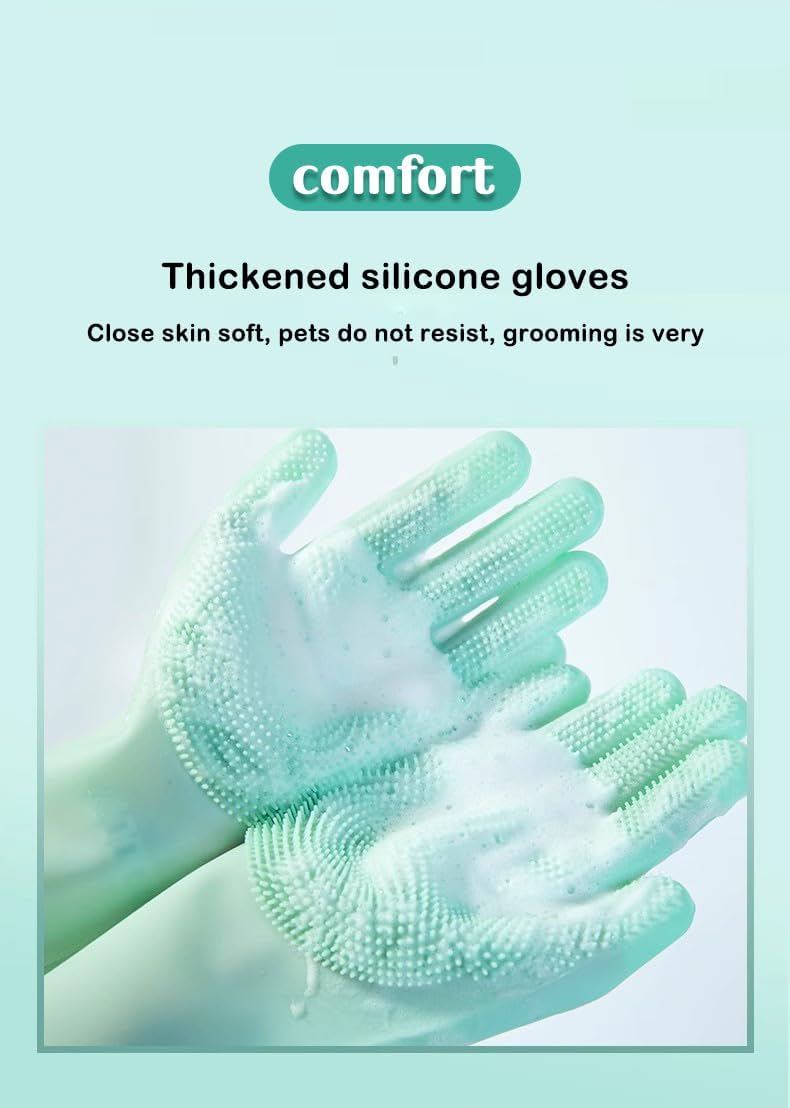 PnzongeMulti use silicone gloves for dogs, showers,pets cats hair removal, anti scratch massage products thickened set of 2
