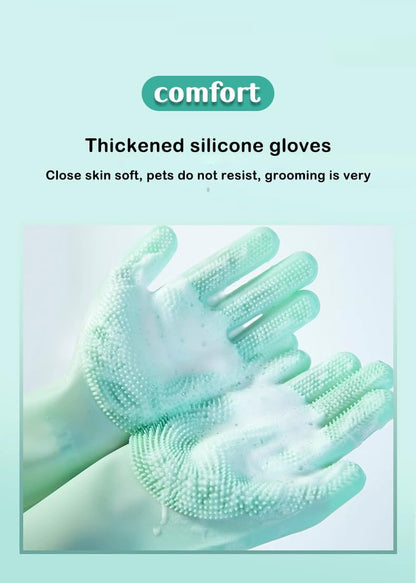 PnzongeMulti use silicone gloves for dogs, showers,pets cats hair removal, anti scratch massage products thickened set of 2