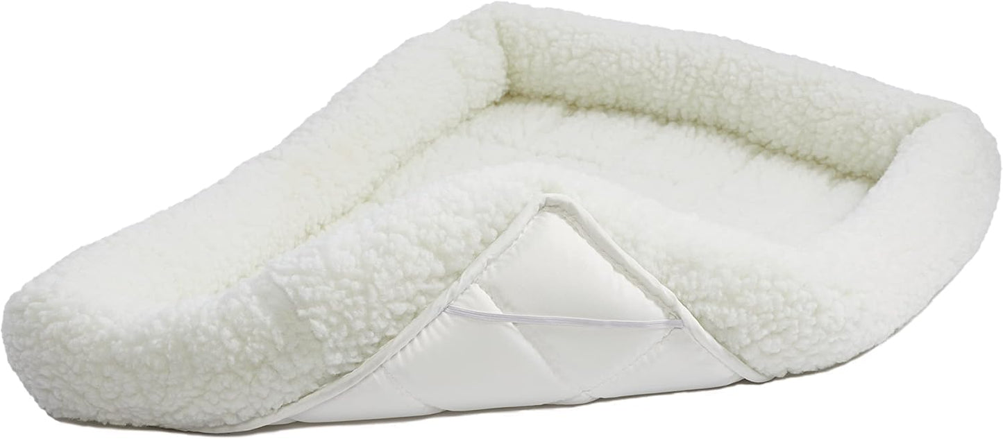 MidWest Homes for Pets QuietTime Dog Bed - White Fleece Bolster, Ultra-Soft and Machine Washable, Fits 24-Inch Crates and Carriers, for Small Breed Dogs