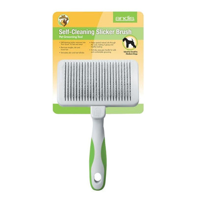 Andis 65705 Stainless-Steel Slicker Brush for Dogs and Cats - Durable and Lightweight Grooming Tool for All Breeds and Fur Lengths, Reduces Shedding and Promotes Hair Growth - Medium, Green