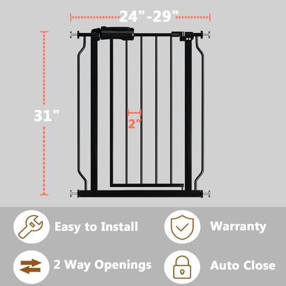 Fairy Baby Extra Wide Baby Gate Black 57.5-62 Inch Wide, Walk Through Pressure Mounted No Drill for Doorways, Long and Large Tension Dog Gates for Pet and Kids
