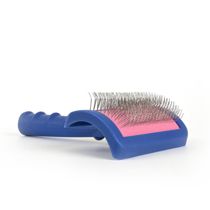 Show Tech Tuffer Than Tangles Slicker Brush for Dog Grooming with Long, Soft Pins, Medium Size, Perfect for Doodle Breeds, Angled Pins for Dematting, Remove Undercoat, Comfort Grip Handle