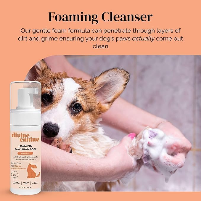 Foam Dog Paw Cleaner - Alcohol Free Foaming Paw Sanitizer Spritz - Made with Coconut, Aloe, Copaiba Oil, and Lemongrass Oil to Nourish and Clean Paws - Made in The USA (1.7 Fl Oz)