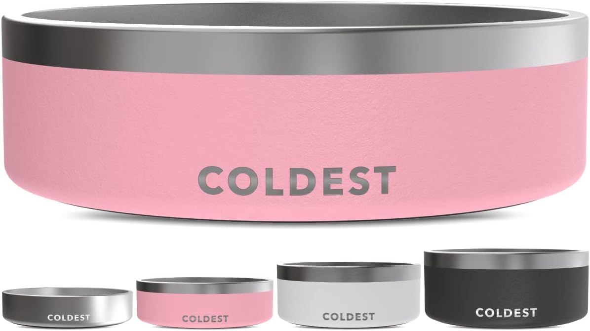 Coldest Dog Bowl - Anti Rust Metal, Non Slip, 3 Layers Insulated Stainless Steel Dog Bowls - Spill Proof & Heavy Duty - Water Bowl for Dogs, Cats & Pets, Dish Washer Safe (21 oz, Stealth Black)