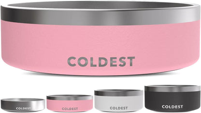 Coldest Dog Bowl - Anti Rust Metal, Non Slip, 3 Layers Insulated Stainless Steel Dog Bowls - Spill Proof & Heavy Duty - Water Bowl for Dogs, Cats & Pets, Dish Washer Safe (21 oz, Stealth Black)