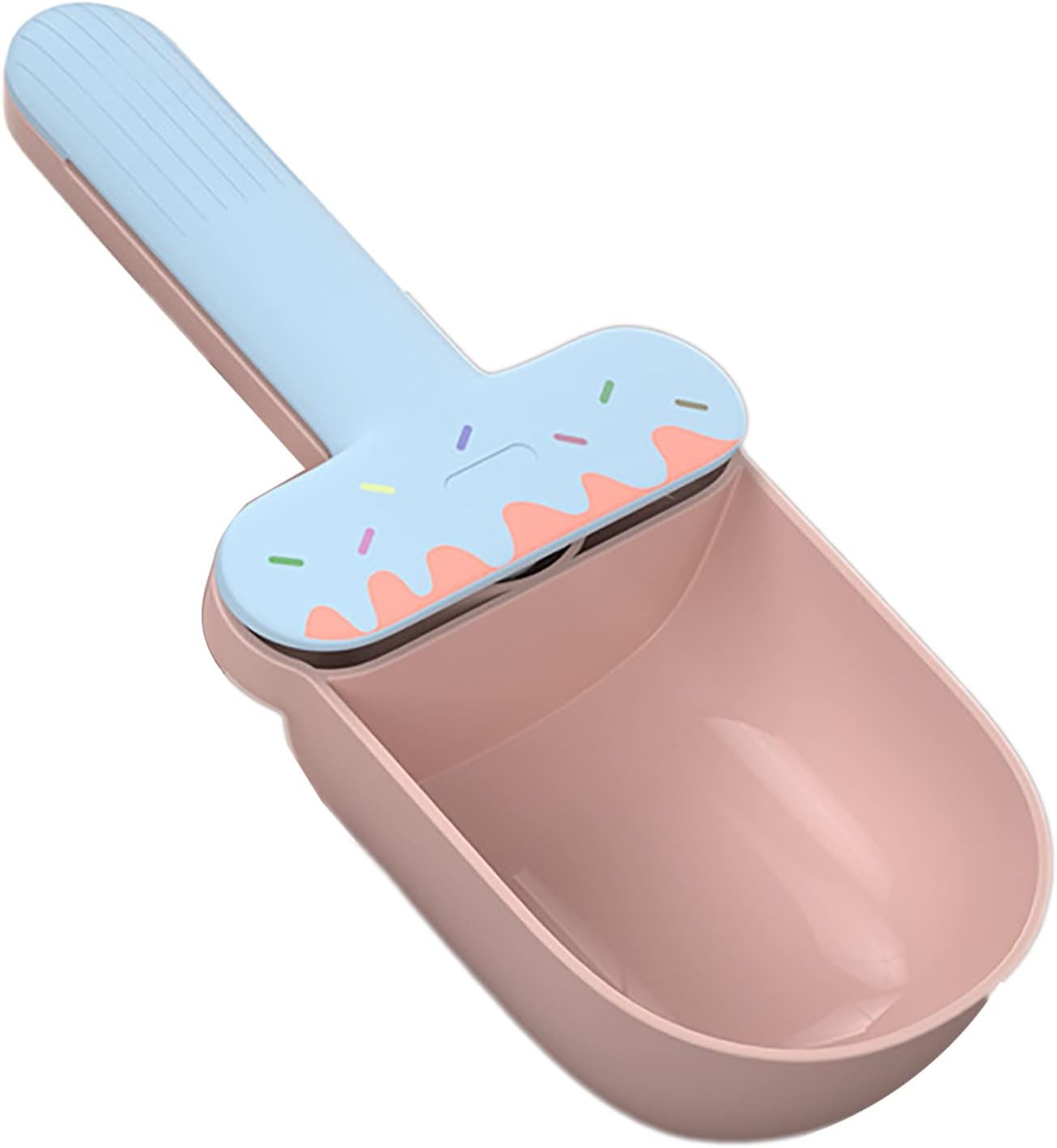 Pet Food Spoon, Cute Ice Cream Shape Dog Food Scoop with Sealing Clip Pet Food Can Spoon Food Grade ABS for Dogs Cats (Green Coffee)