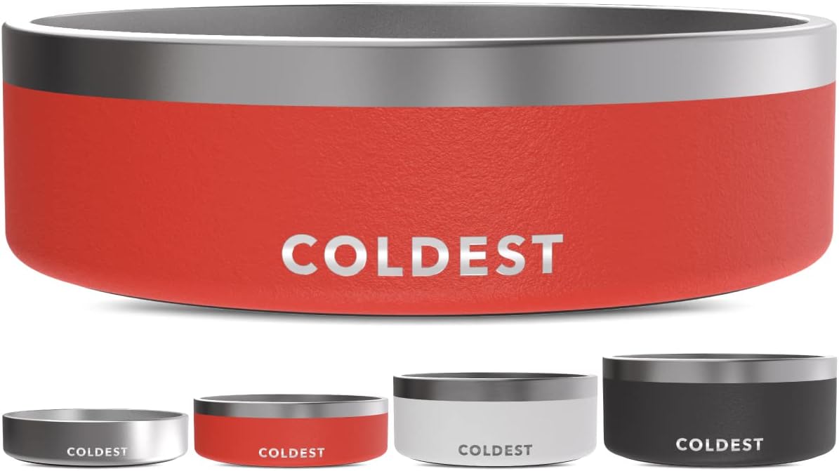 Coldest Dog Bowl - Anti Rust Metal, Non Slip, 3 Layers Insulated Stainless Steel Dog Bowls - Spill Proof & Heavy Duty - Water Bowl for Dogs, Cats & Pets, Dish Washer Safe (21 oz, Stealth Black)