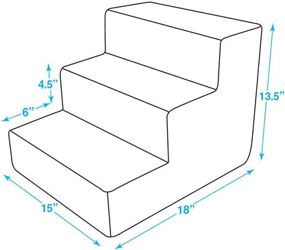 Best Pet Supplies Dog Stairs & Steps - Foam Steps for Small Dogs & Cats, Non-Slip Indoor Balanced Pet Step Support, Dog Ramp, No Assembly, Ash Gray Linen, 2-Step (12-inch Height)