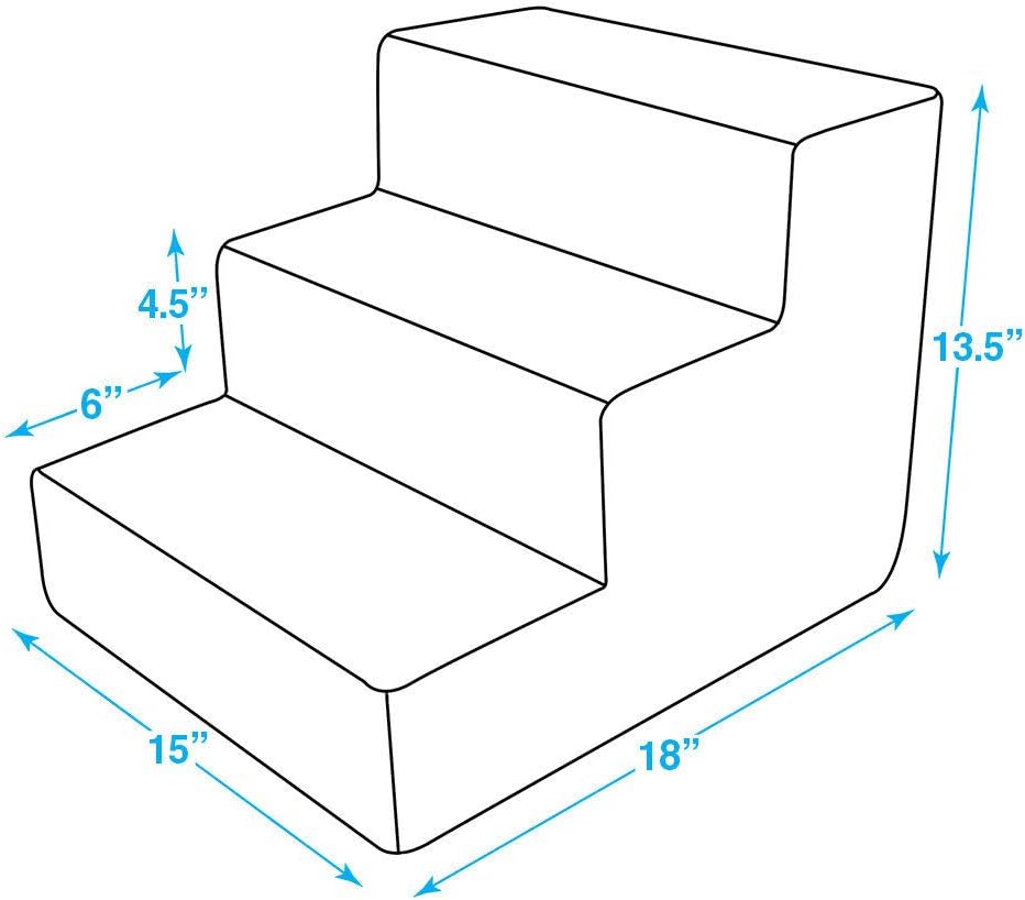 Best Pet Supplies Dog Stairs & Steps - Foam Steps for Small Dogs & Cats, Non-Slip Indoor Balanced Pet Step Support, Dog Ramp, No Assembly, Pale Teal, 3-Step (13.5-inch Height)