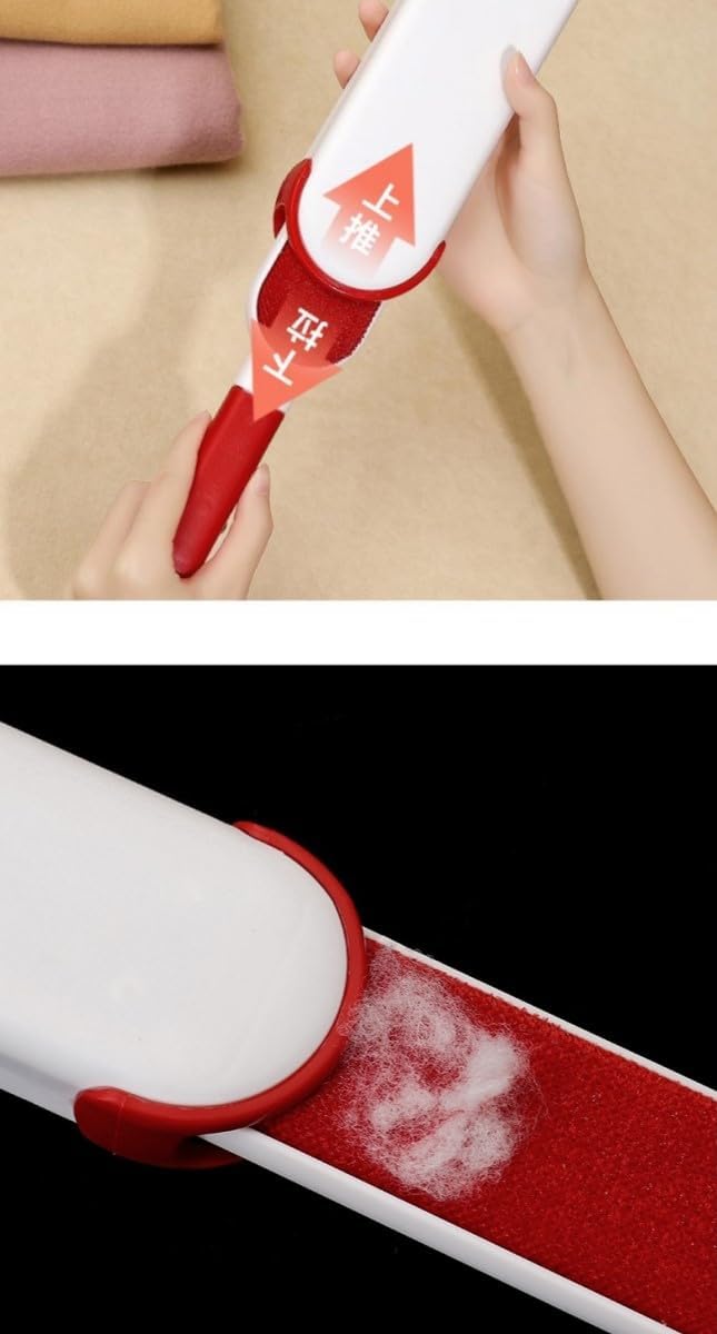 Double-Sided Self-Cleaning Lint Removers for Furniture, Clothes, Car Seats, Large Lint Remover Brush for Pet Hair, Lint, Dust, Dirt (Red)