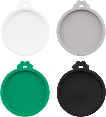 PINE & LINEN 4 Pcs 2.5inch Durable Pet Can Lids, Silicone Small Pet Can Covers Waterproof Cat Food Cans Lids for 3 oz Cat Food Cans（Yellow+Red+Pink+Blue）