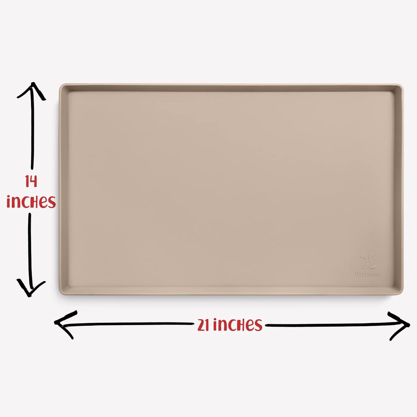 DogBuddy Dog Food Mat – Waterproof Dog Bowl Mat for Food and Water, Silicone Pet Feeding Mats for Floors, Non-Slip Placemat with High Edges for Dogs Bowls, Puppy Essentials (L: 24" x 16", Shadow)