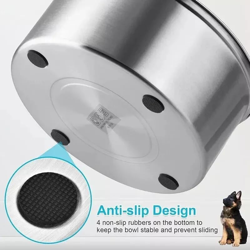 Stainless Steel Dog Water Bowl No Spill, 101oz/3L Pet Water Bowl for Dogs, Floating Disk Slow Drink Anti-Gulping Splash Proof Slow Feeder Bowls for Dog Cat, Travel Outdoor Car Home