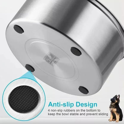 Stainless Steel Dog Water Bowl No Spill, 101oz/3L Pet Water Bowl for Dogs, Floating Disk Slow Drink Anti-Gulping Splash Proof Slow Feeder Bowls for Dog Cat, Travel Outdoor Car Home
