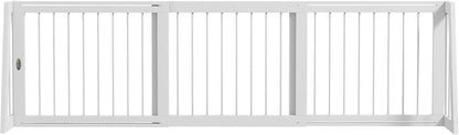 PawHut Freestanding Pet Gate, Wooden Dog Gate with 28"-75" Retractable Length, Support Feet, Non-Slip Mats, 3 Panel Pet Gate for Indoor, Stairway, Doorway, White