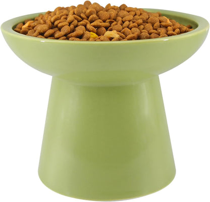 LoeJan Elevated Cat Food and Water Bowls Set, Extra Wide and Raised Ceramic Bowls, Anti-Vomit Whisker-Free Pressure Cat Feeder for Kittens to Adult Cats and Small Dogs (White, Water Bowl)