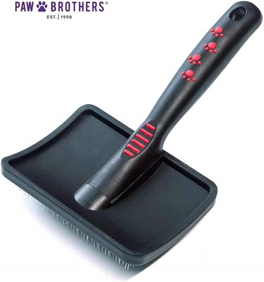 Paw Brothers Professional Grade Extra Long Slicker Brush - Ergonomic Handle, Removes Loose Undercoat and Tangles for Dogs