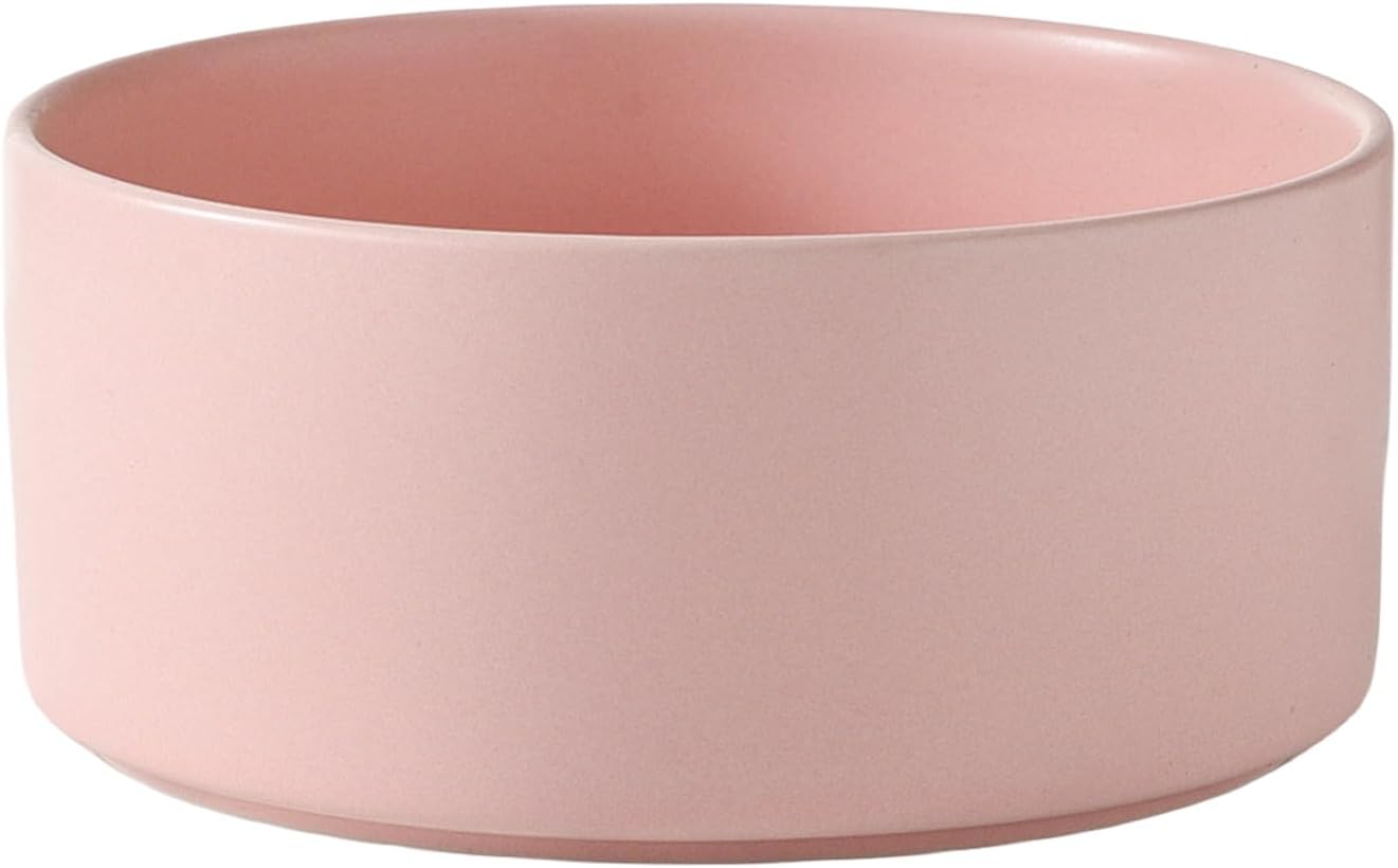 6'' Ceramic Raised Dog Bowl - 30Oz Dog Food & Water Bowl with Elevated Non-Slip Bamboo Stand, Dishwasher & Microwave Safe, Anti Vomiting Heavy Duty Pet Bowl for Small and Medium Dogs, White