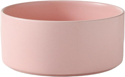 6'' Ceramic Raised Dog Bowl - 30Oz Dog Food & Water Bowl with Elevated Non-Slip Bamboo Stand, Dishwasher & Microwave Safe, Anti Vomiting Heavy Duty Pet Bowl for Small and Medium Dogs, White