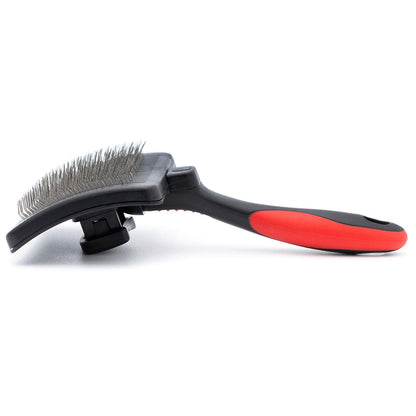 Jeffers Pet Dual Level Pin Universal Slicker Brush for Dogs, Cats & Small Pets - Curved Grooming Brush with Long & Short Pins for Shedding, Detangling, Finishing - Remove Mats & Dead Coat - Large