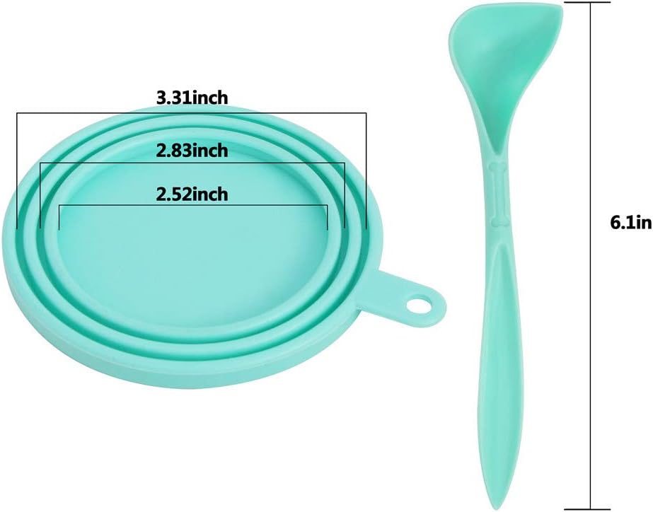 4 Pack Can Covers and Pet Spoons Set, Universal Silicone Lids for Pet Food Cans, 1 Fit 3 Standard Size Dog and Cat Tops Cover (Round)