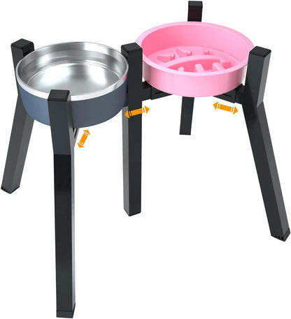 Elevated Dog Bowls for Large and Extra Large Dogs, Adjustable Width Dog Bowl Stand for 7-10.6" Wide Bowls, Food and Water Feeder, 13.7 in Tall Single Holder (Bowl Not Included)