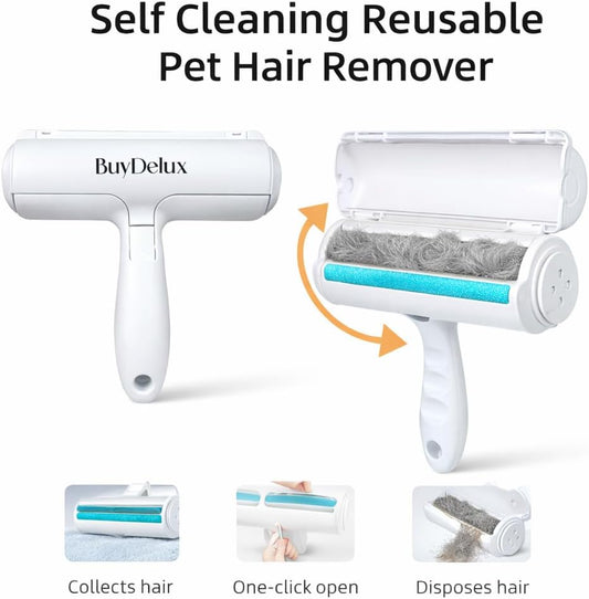 Pet Hair Remover Roller, Reusable Self-Cleaning Lint Roller for Dog & Cat Hair, Fur Removal for Furniture Couch Carpet Car Clothes & Bedding, No Sticky Tape or Refills
