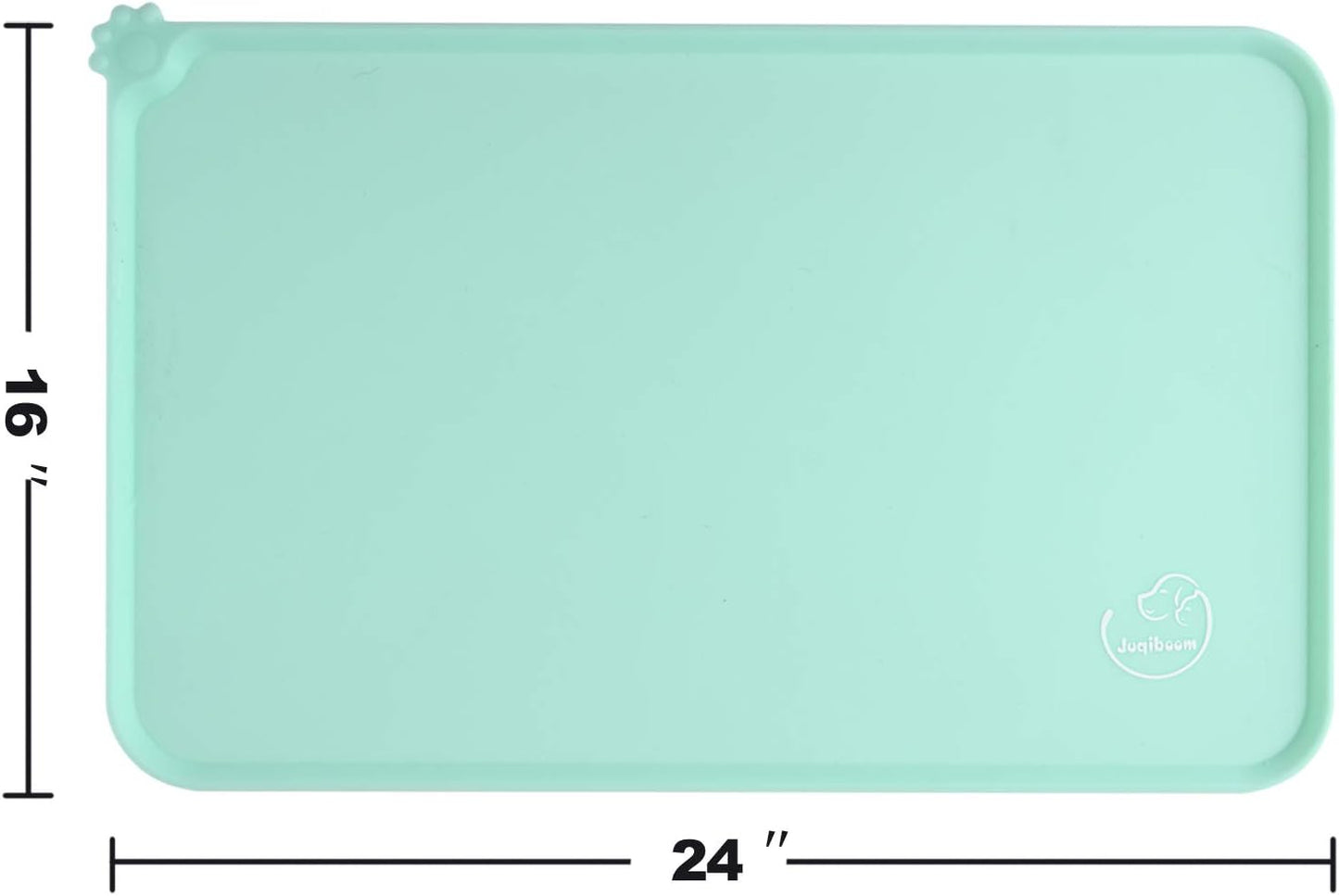 Silicone Waterproof Dog Cat Pet Feeding Mats, Non Slip, Easy Clean Pet Dog Cat Bowl Mats Placemat (18.5" x 11.5") Green